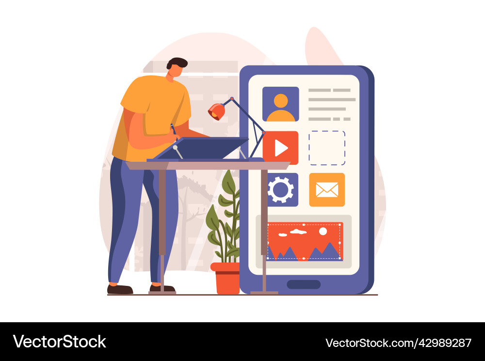 Ui and ux designers web concept in flat design Vector Image