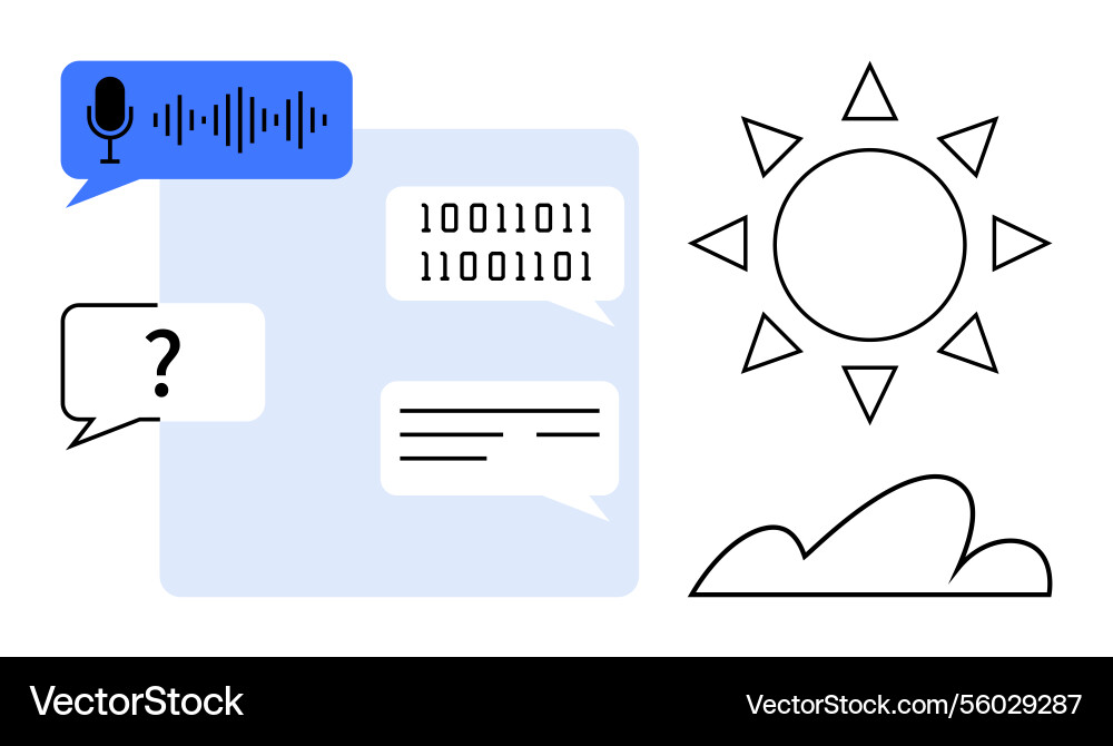 Voice command and digital communication concepts Vector Image