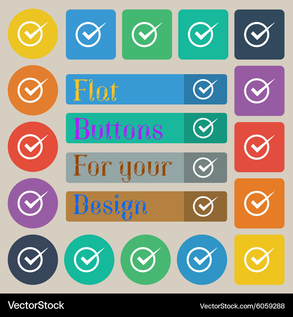 Check mark sign icon checkbox button set of twenty Vector Image