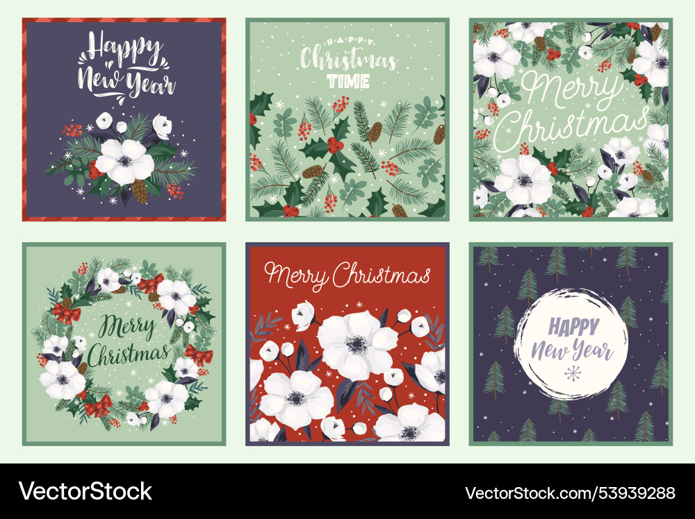Christmas and happy new year cards Christmas and happy new year cards vector image