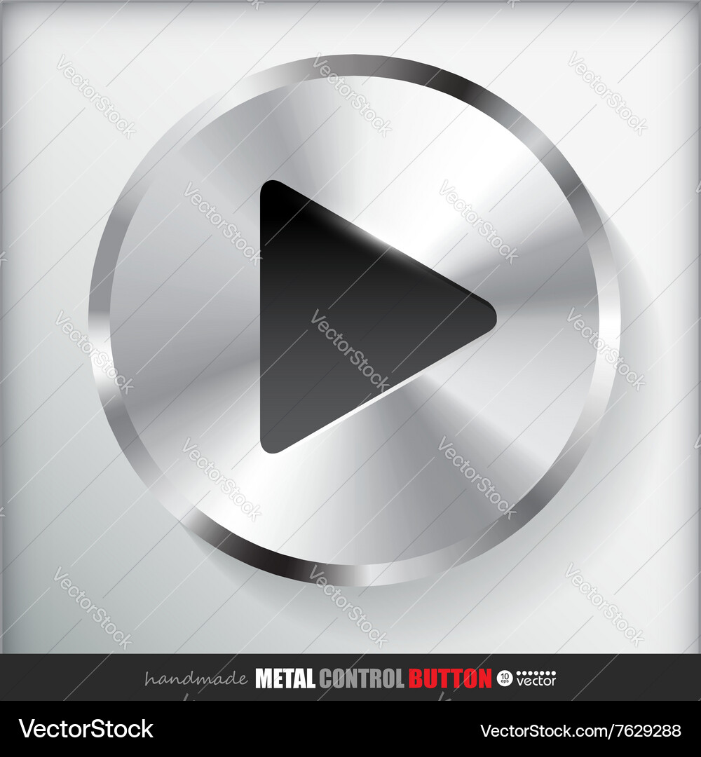 Circle metal play button applicated for html Vector Image