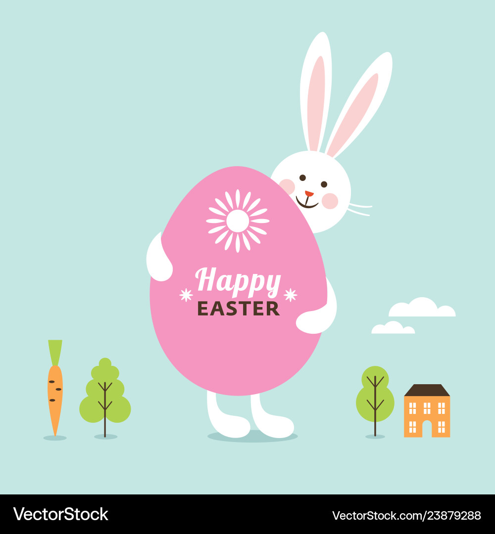 Cute Easter Bunny with Large Egg Royalty Free Vector Image