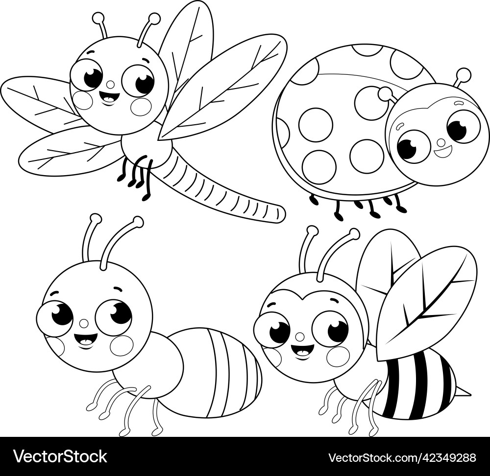 Cute insects collection Royalty Free Vector Image