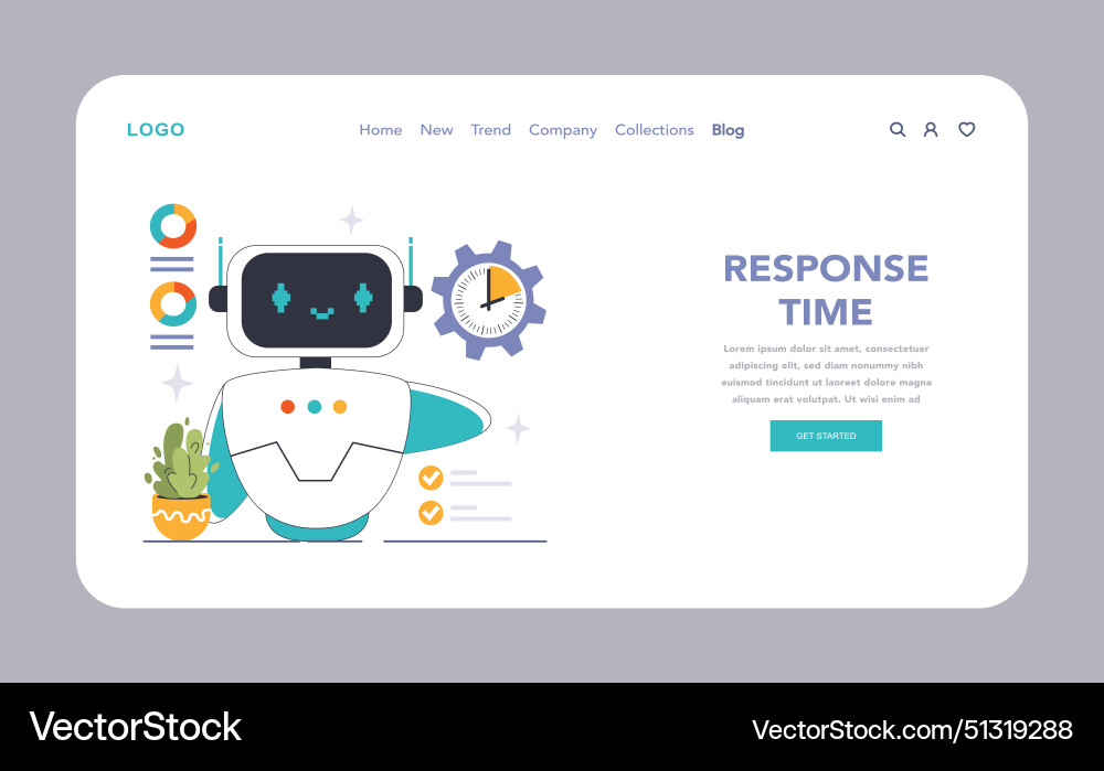Efficient chatbot web or landing a robotic Vector Image