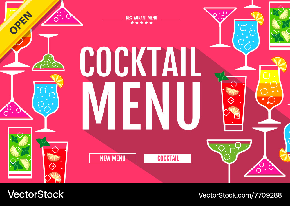 Flat style cocktail menu concept web site design vector image