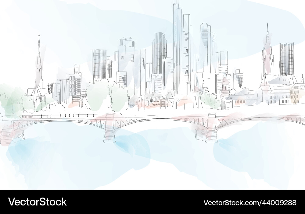 Frankfurt city skyline view watercolor Frankfurt city skyline view watercolor vector image