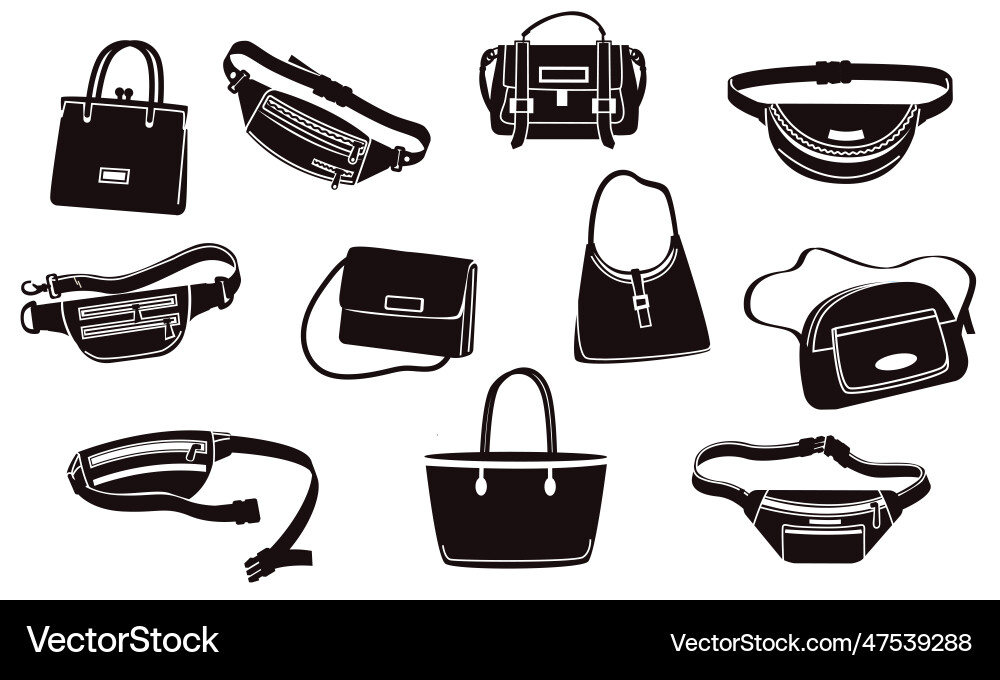 Handtasche Silhouetten Luxus schwarz Geldbörse Handtasche Silhouetten Luxus schwarz Geldbörse vektorbild