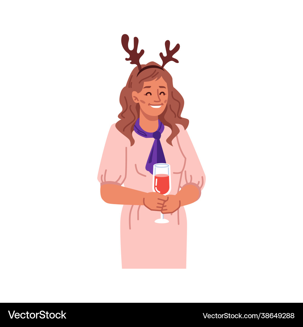 New year or christmas celebration woman with wine New year or christmas celebration woman with wine vector image