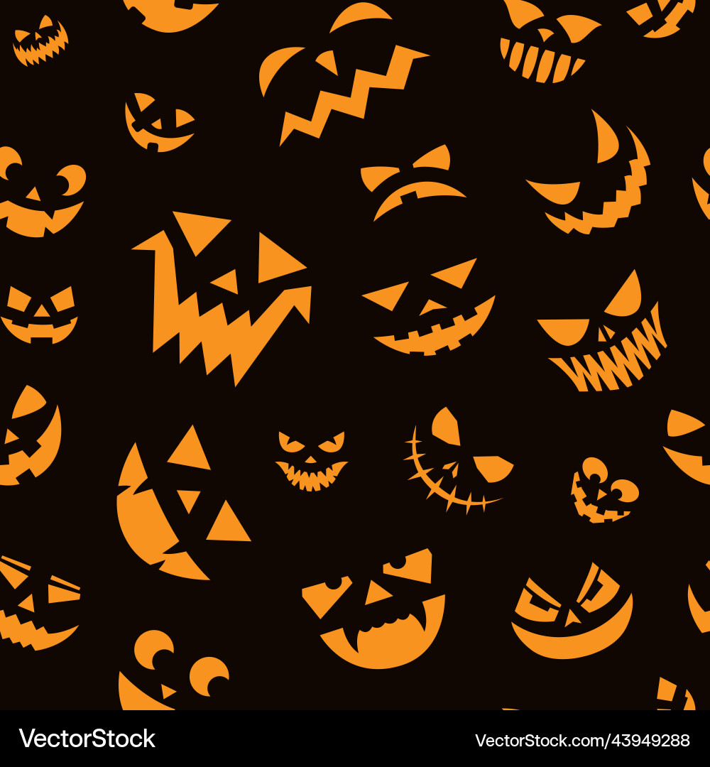 Scary faces pattern seamless print of halloween Scary faces pattern seamless print of halloween vector image