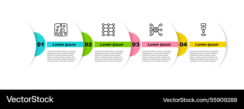 Set line neural network and algorithm business Set line neural network and algorithm business vector image