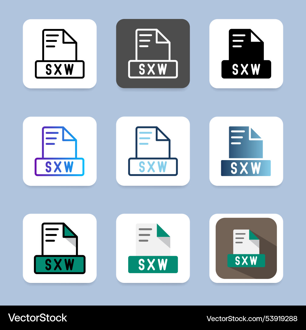 Set sxw icons file format for an intuitive vector image