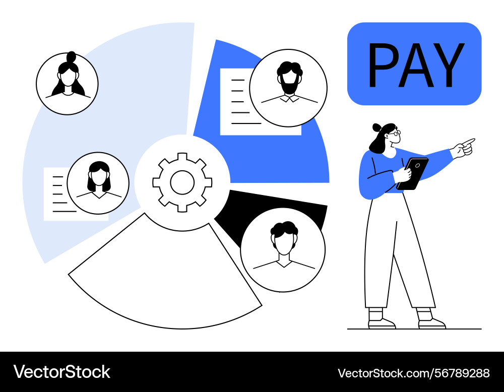 Team management and payroll system with data Vector Image
