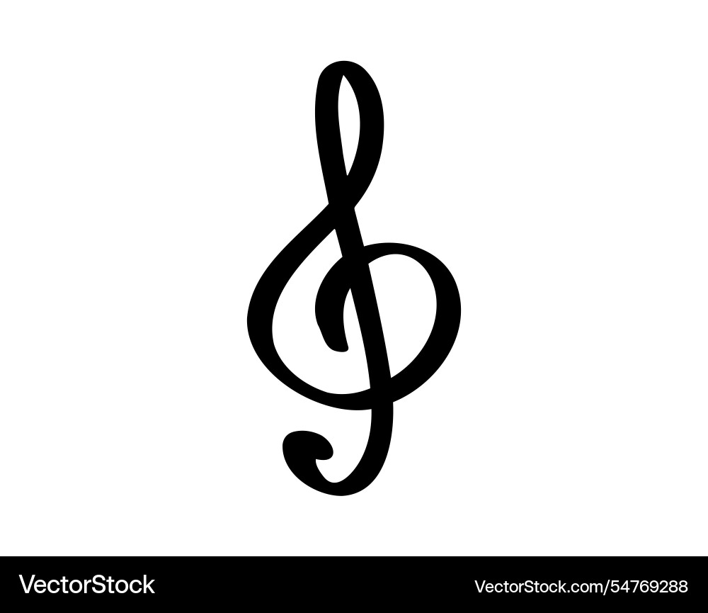 Thick bold outline treble clef music note doodle Thick bold outline treble clef music note doodle vector image