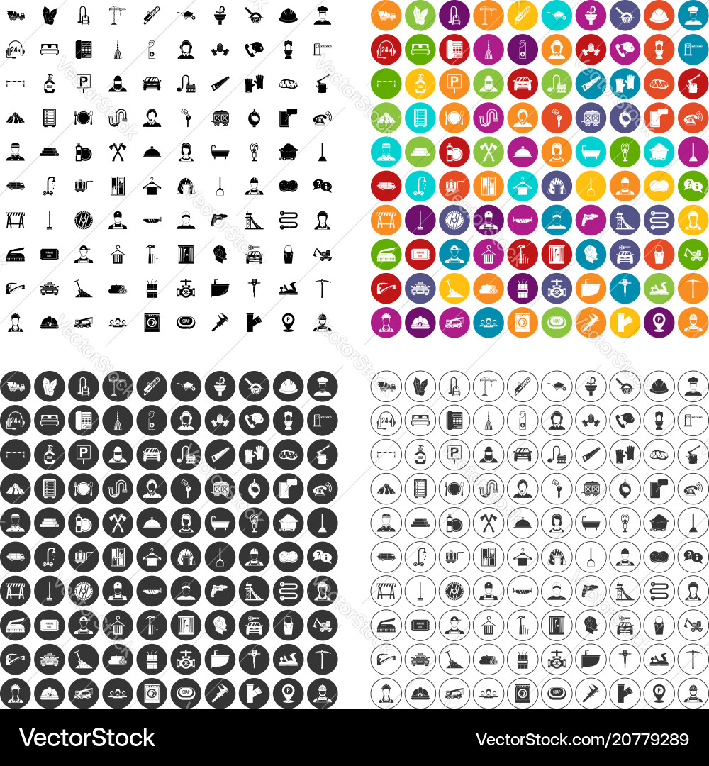 100 working class icons set variant 100 working class icons set variant vector image