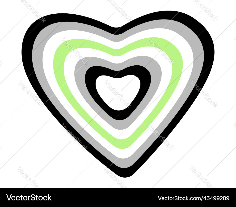 Agender flag heart shape isolated on white Vector Image