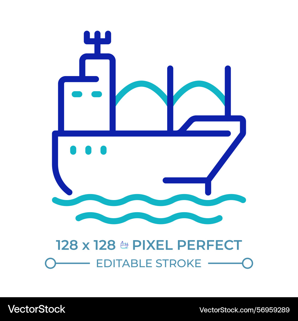 Bulk carrier pixel perfect two color line icon Bulk carrier pixel perfect two color line icon Vector Image