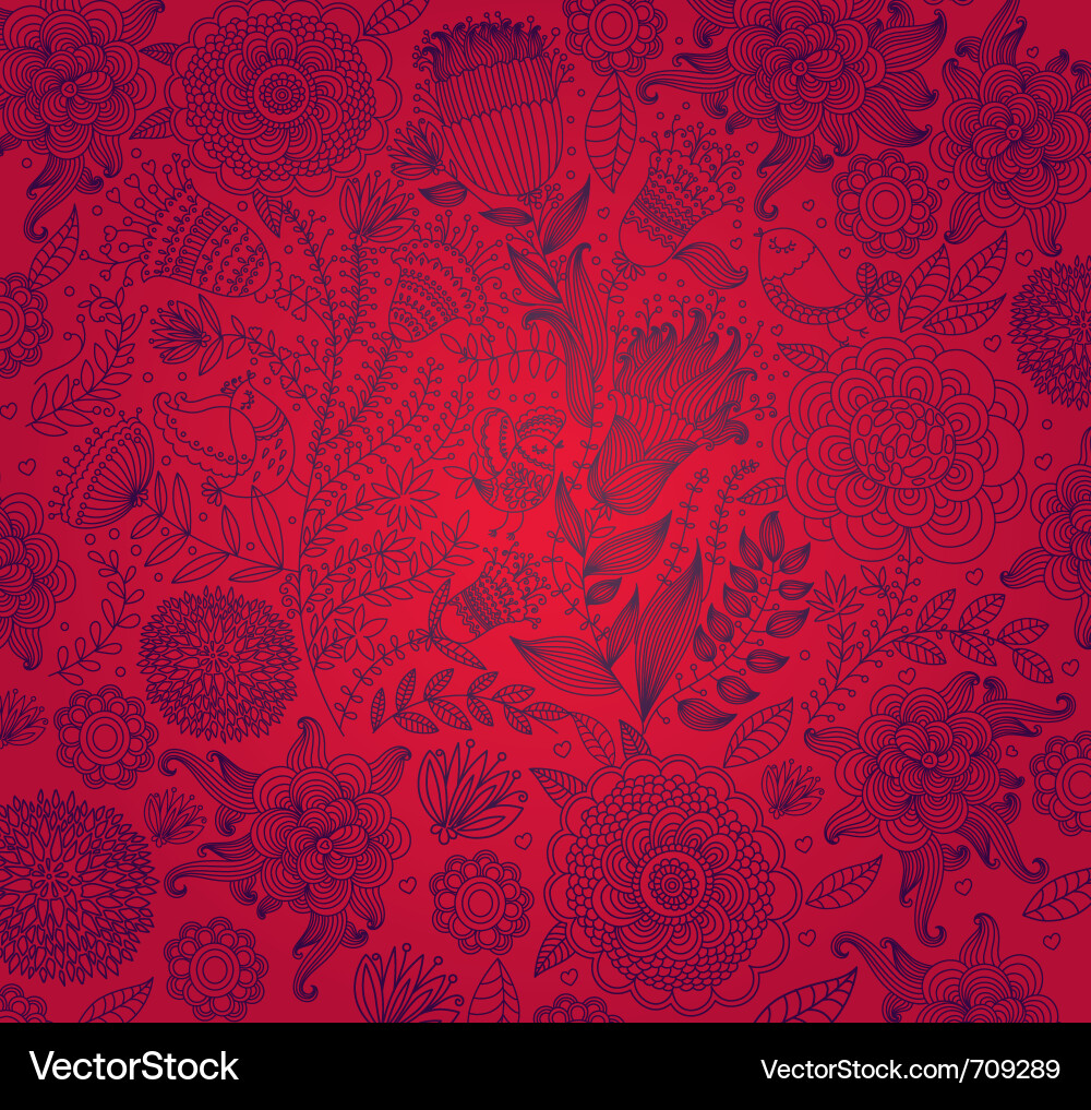 Floral Red Wallpaper Pattern vector image