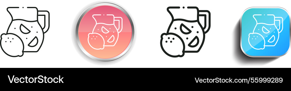 Lemon juice icon thin linear regular and button Lemon juice icon thin linear regular and button vector image