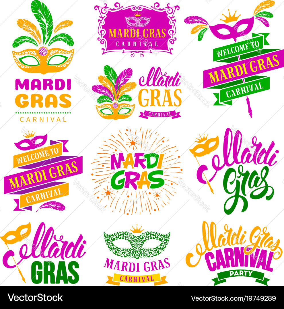 Mardi Gras Carnival Labels Vektorbild