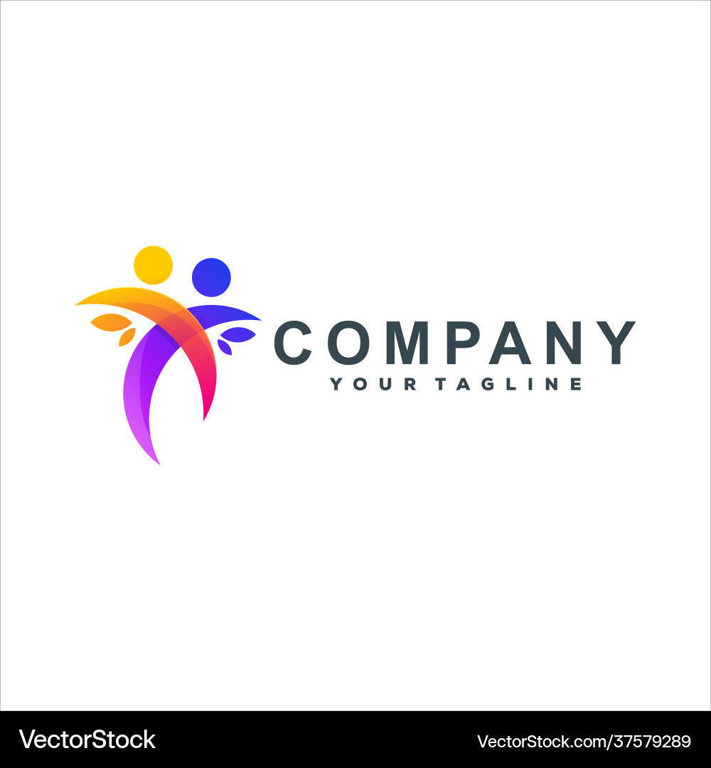 People color gradient logo design People color gradient logo design vector image