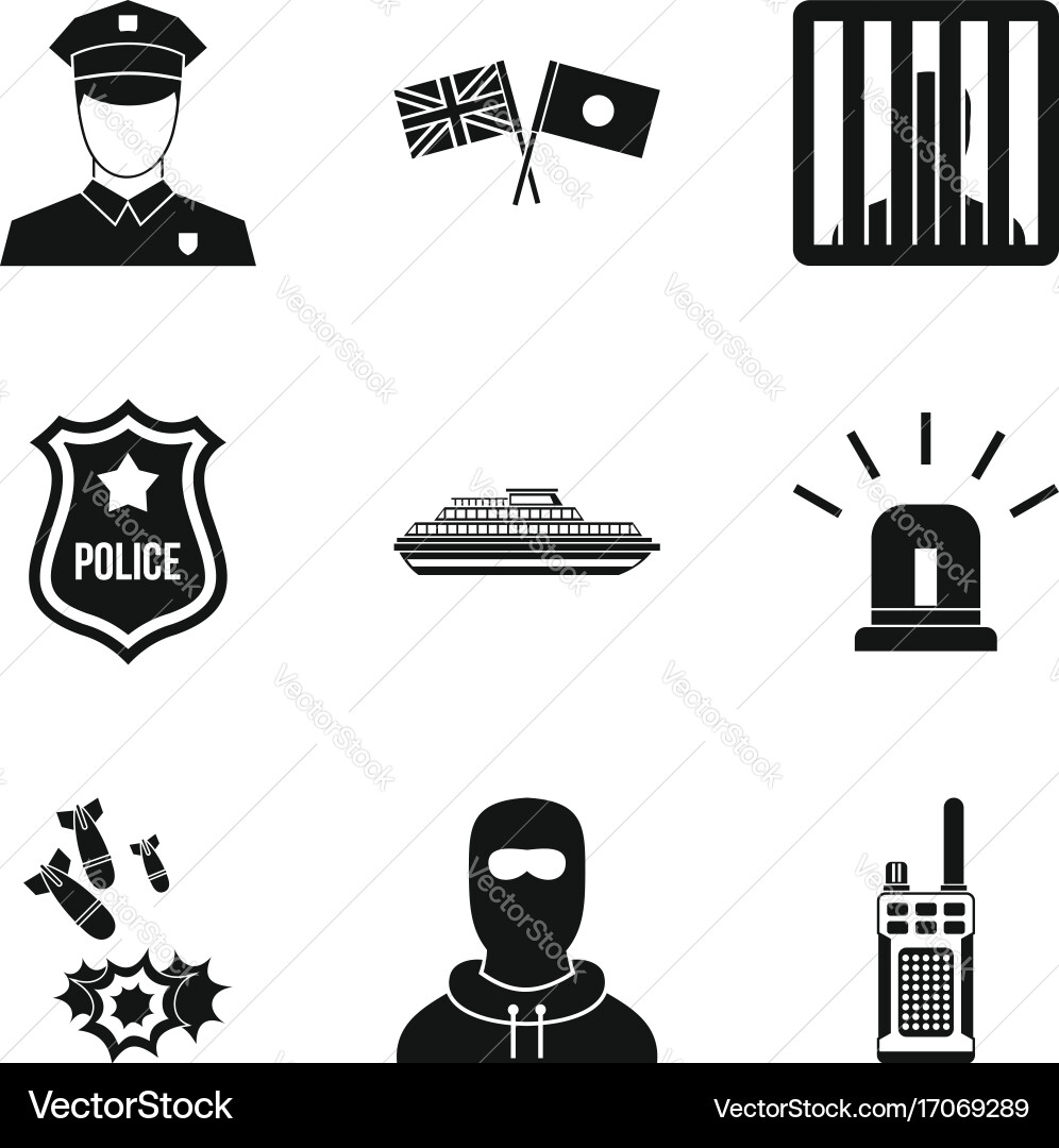 Security service icons set simple style vector image