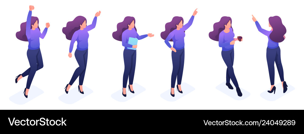 Set of young girls with gestures and emotions Set of young girls with gestures and emotions vector image