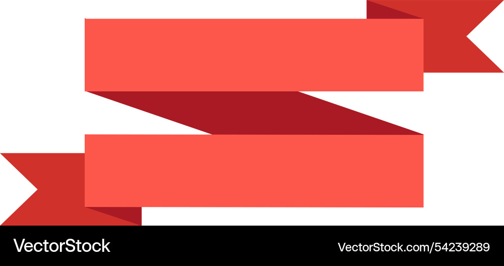 Two overlapping red ribbons are creating a zigzag Two overlapping red ribbons are creating a zigzag vector image
