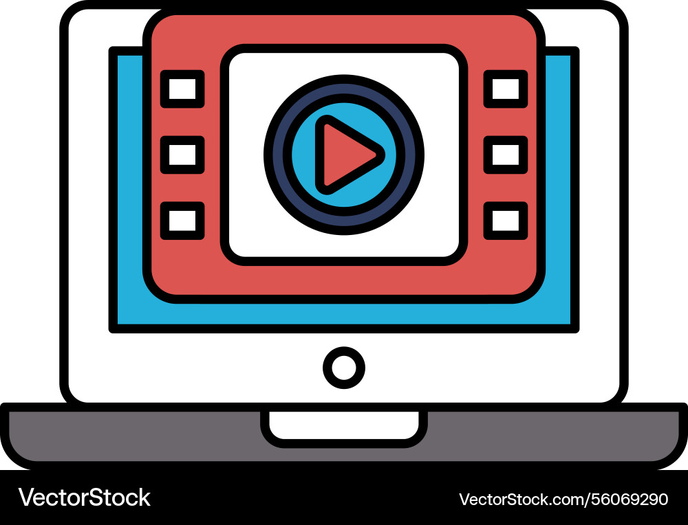A computer monitor with red and blue screen A computer monitor with red and blue screen vector image