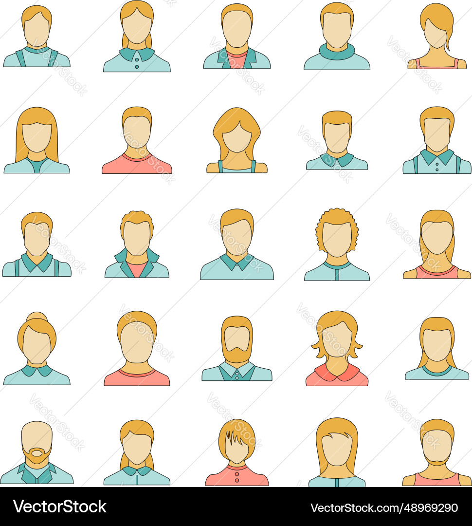 Avatar user icon set color Vector Image