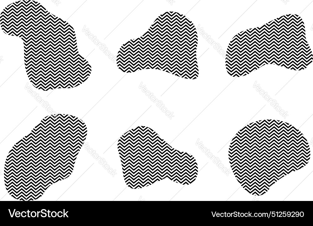 Blobs fluid shapes with zig zag stripes pictogram Blobs fluid shapes with zig zag stripes pictogram Vector Image