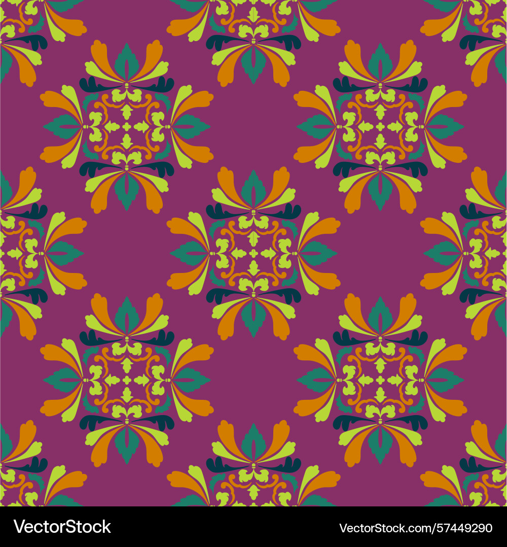 Damask seamless pattern with mandalas in retro Damask seamless pattern with mandalas in retro Vector Image