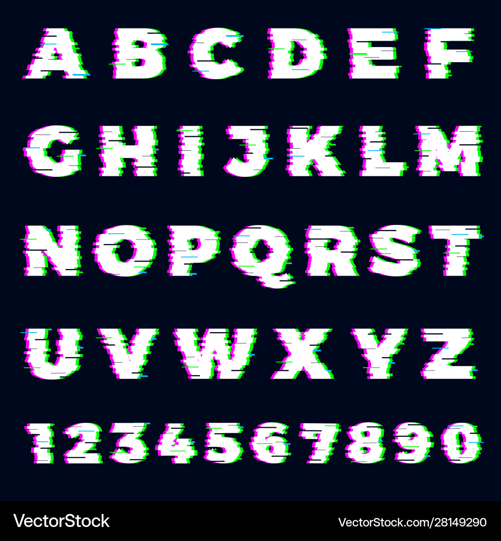 Glitch Alphabet Font - Destroyer Effect vector image