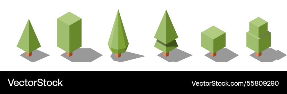 Isometric tree set elements Vector Image