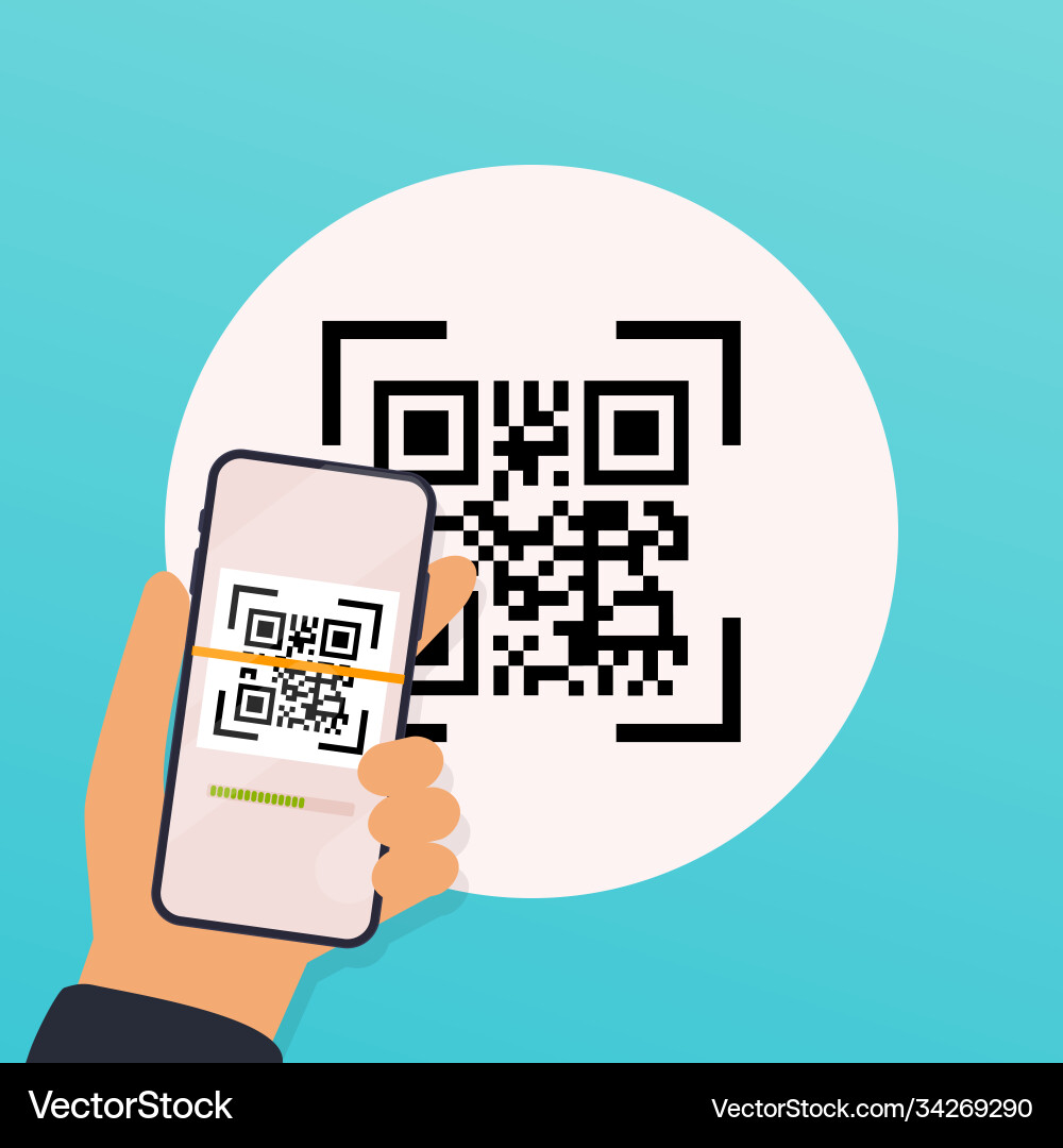 Scan qr code to mobile phone electronic digital Scan qr code to mobile phone electronic digital vector image