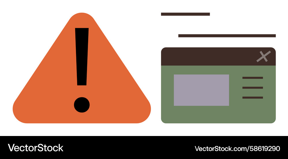 Warning alert symbol next to popup window Vector Image