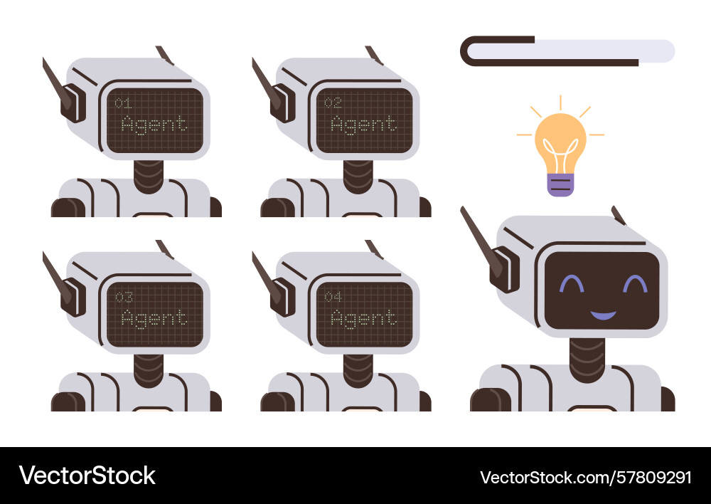 Ai robot evolution from text display to expressive Vector Image