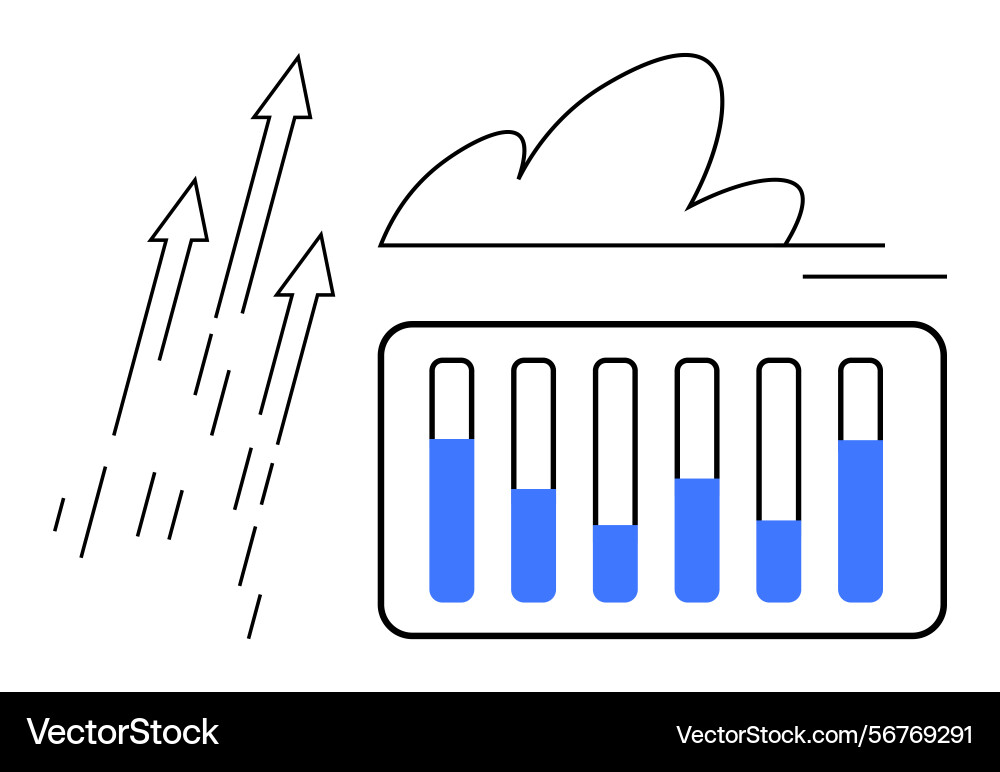 Data analytics display with progress bars vector image