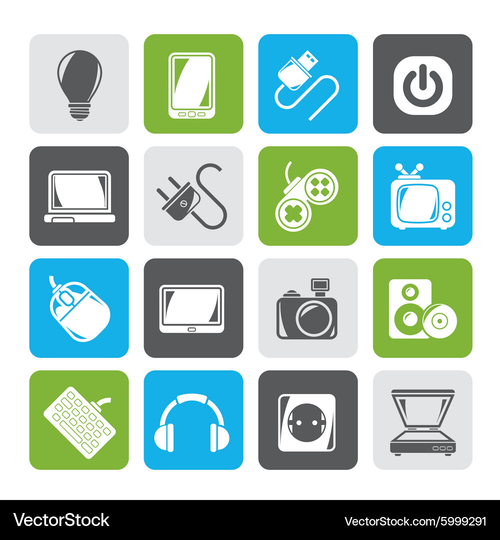 Electronic devices objects icons Vector Image