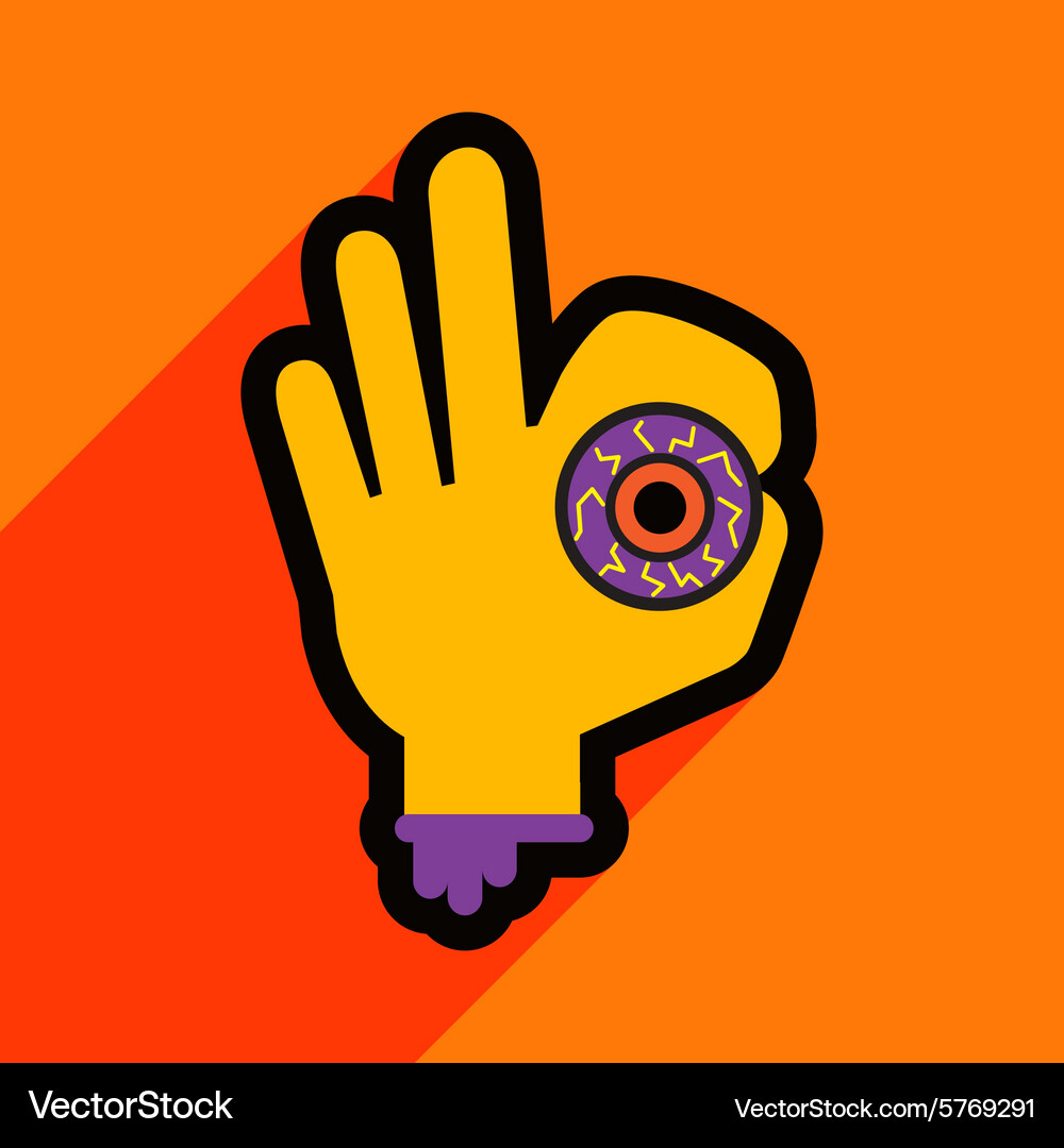 Flat with shadow icon and mobile application hand Vector Image