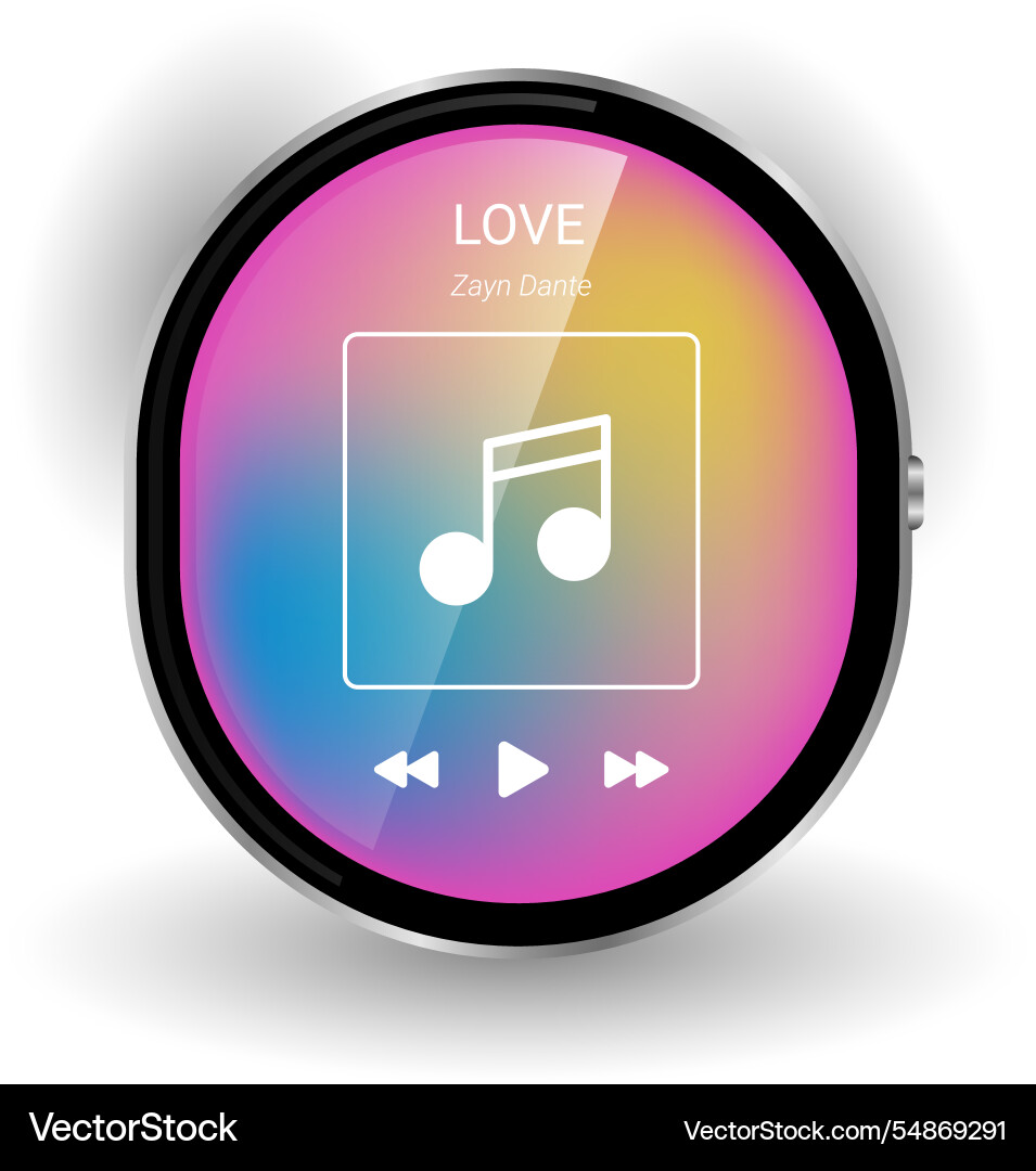 Gradient music player smartwatch ui with playback Vector Image