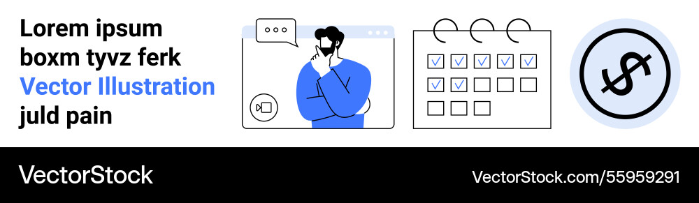 Man thinking with dialogue bubble calendar Man thinking with dialogue bubble calendar vector image