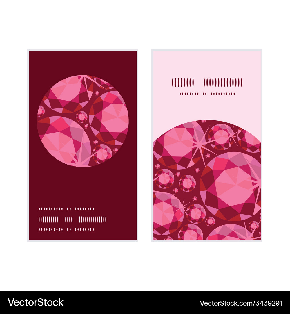 Ruby vertical round frame pattern business cards Vector Image