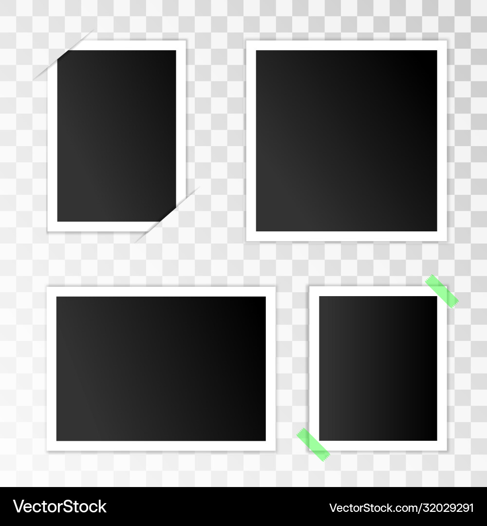 Set empty photo frames with adhesive tape Set empty photo frames with adhesive tape Vector Image