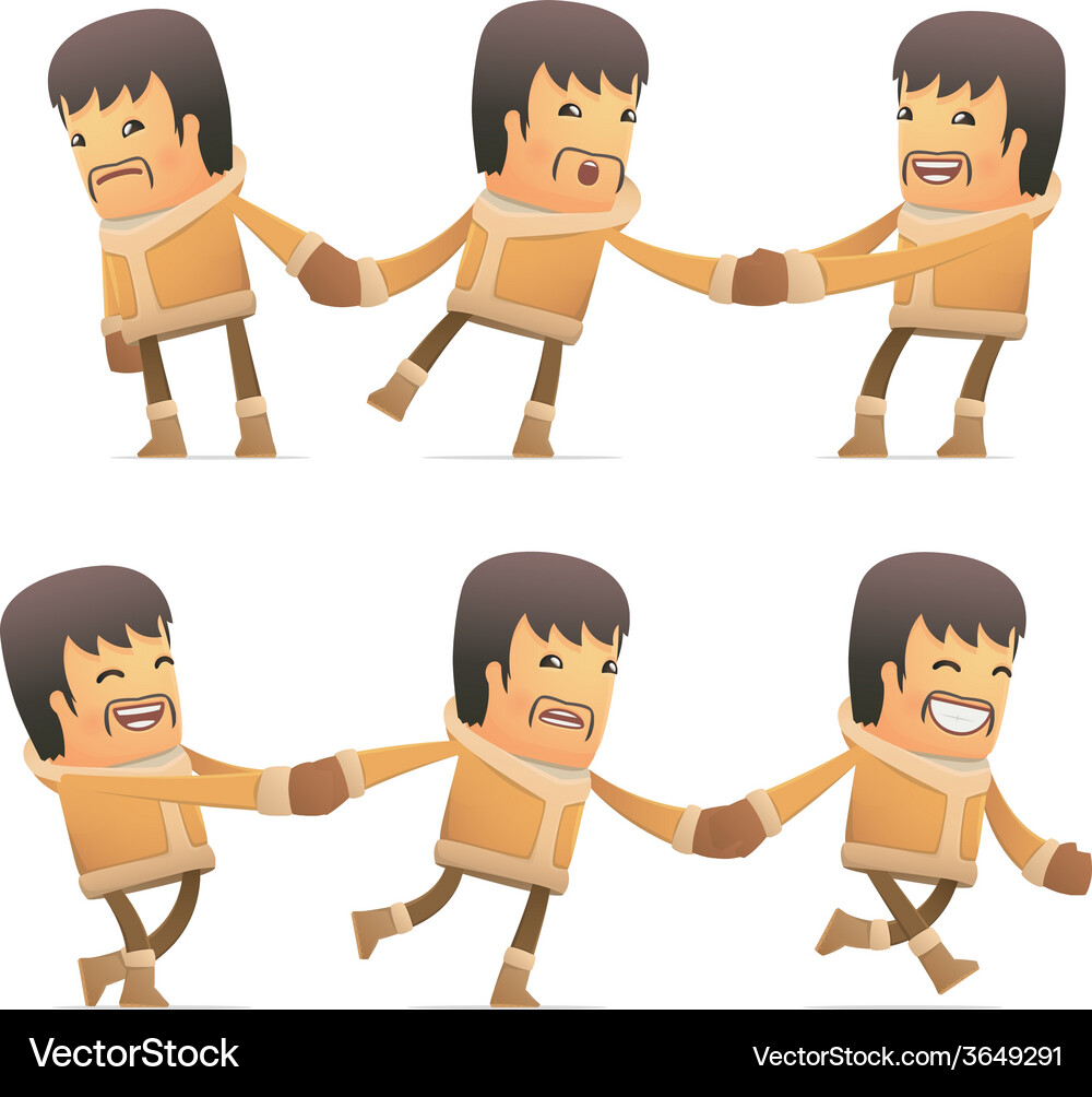 Set of eskimo character in different poses Vector Image