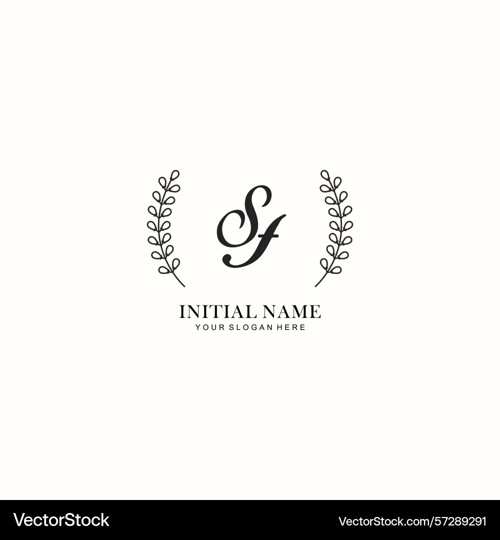 Sf initial logo templates with botanical elements Vector Image