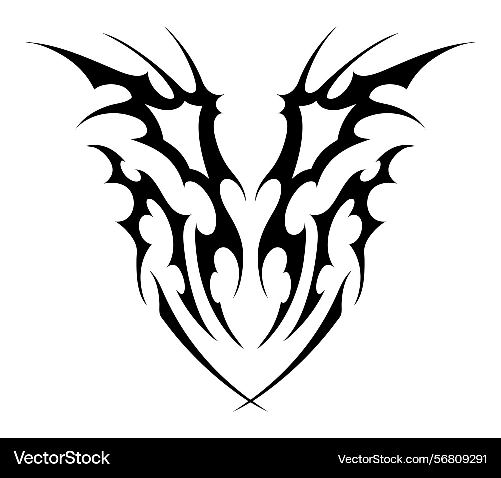 Symmetrical black tribal tattoo design with sharp Vector Image