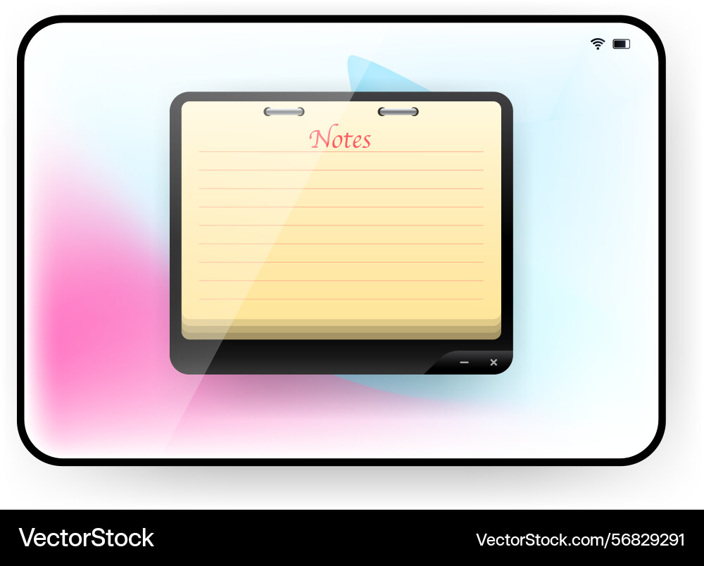 Tablet with realistic note taking app user vector image