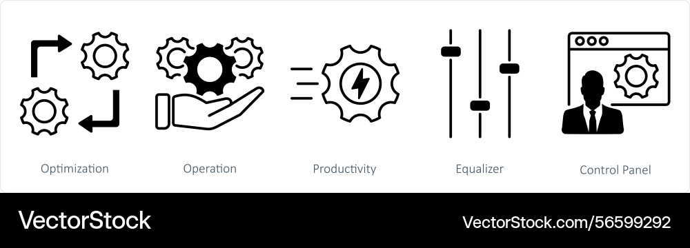 A set of 5 settings icons as optimization vector image