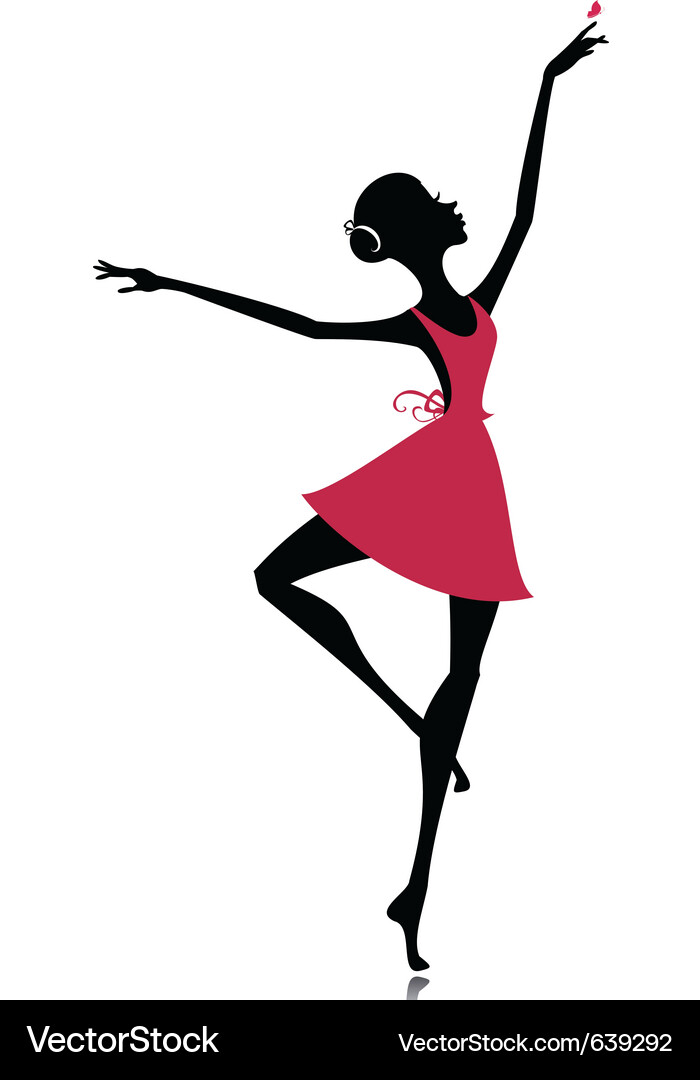 Elegant Ballerina with Butterfly Vector Image