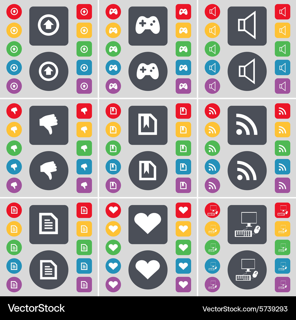 Arrow up gamepad sound dislike file rss text Vector Image